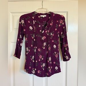 MONDAY FUN Floral Purple Women's Top XS